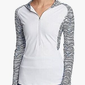 ANNIKA by Cutter & Buck Womens Moisture Wicking Long Sleeve 3/4 Zip Hoodie, Sz S